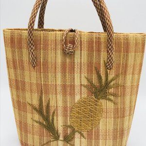 Light brown Hemp woven Large bag pineapple vintage